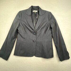Jones Studio Woman Size 8 Wool Tailored Single-breasted Grey Blazer Lined
